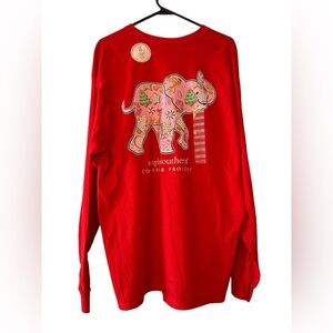 Simply Southern Christmas Candy Red Elephant Shirt XL